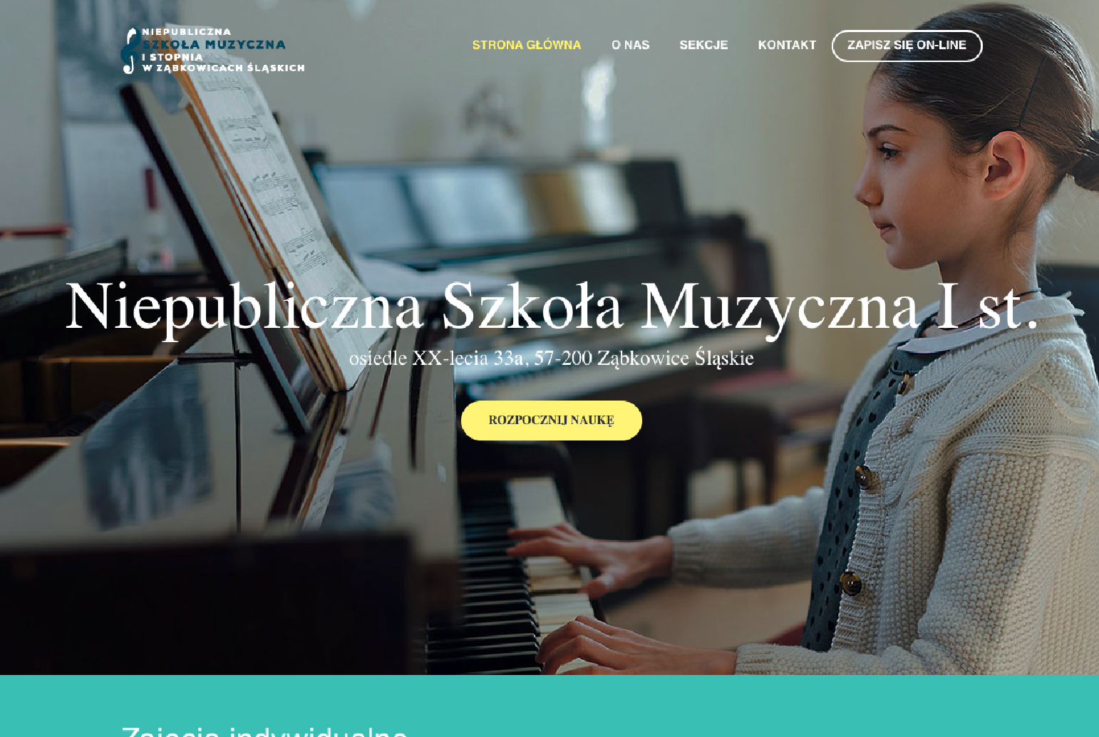 Strona internetowa wykonana przez NK studio Reklamy dla Szkoły Muzycznej z Ząbkowic Śląskich